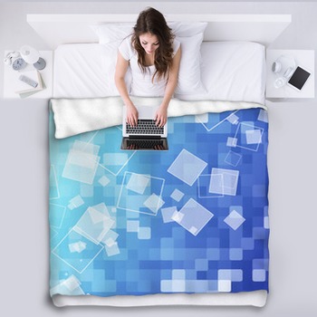 Abstract Blue Rectangle Background Fleece Blanket
