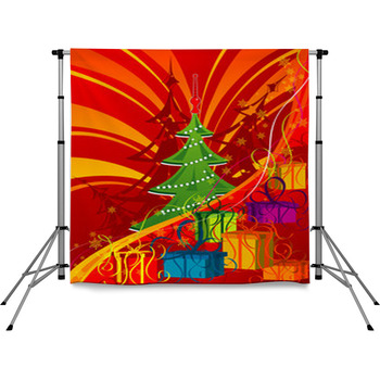 Abstract Christmas Background With  Pole Pocket Backdrop