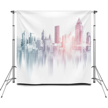 Abstract City Building Skyline Custom Size Backdrop
