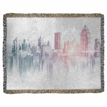Abstract City Building Skyline Woven Throw Blanket