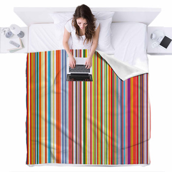 Abstract Color Stripes Background Fleece Bed Blanket