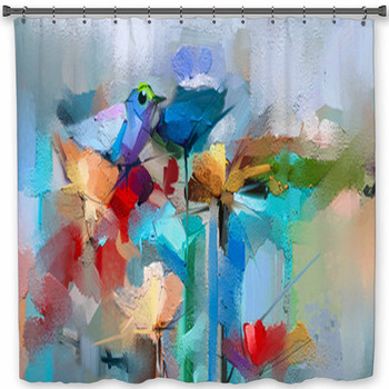 Abstract Colorful Oil Acrylic  Custom Size Shower Curtain
