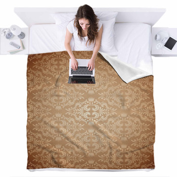 Abstract Damask Pattern Fleece Bed Blanket
