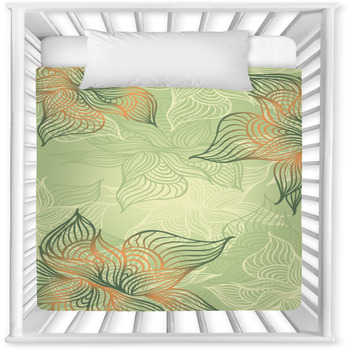 Abstract Floral Background With Baby Crib Comforter