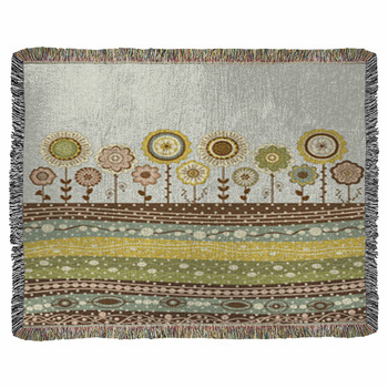 Abstract Floral Card Woven Throw Blanket