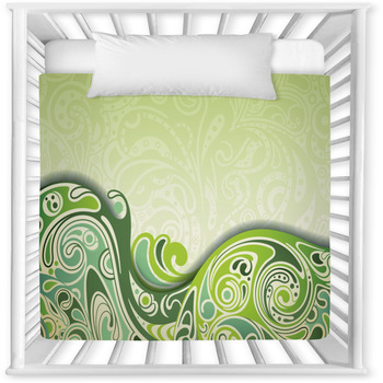 Abstract Green Curve Background Baby Crib Comforter