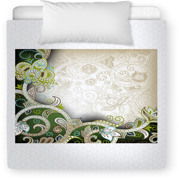 Abstract Green Floral Swirl Toddler Duvet