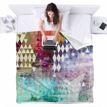 Abstract Grunge Style Background Fleece Bed Blanket