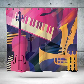 Abstract Jazz Art Music Custom Size Shower Curtain