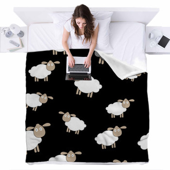 Abstract Lamb Seamless Pattern Fleece Bed Blanket