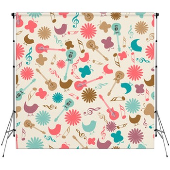 Abstract Musical Seamless Pattern Custom Size Backdrop