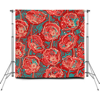 Abstract Poppies Custom Size Backdrop