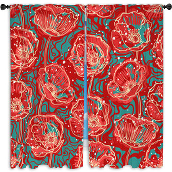 Abstract Poppies Standard Size Window Curtains