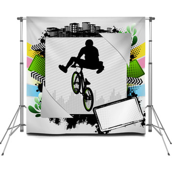 Abstract Summer Frame With Bmx Custom Size Backdrop