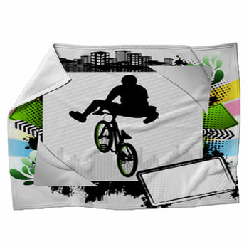 Abstract Summer Frame With Bmx Biker Fleece Blanket