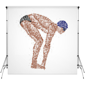 Abstraction Swimmer Athlete Custom Size Backdrop
