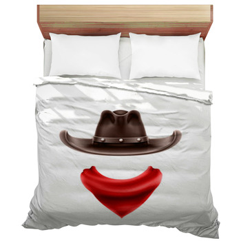 HOWDY COWBOY DOUBLE DUVET COVER SET NEW RED INDIANS 
