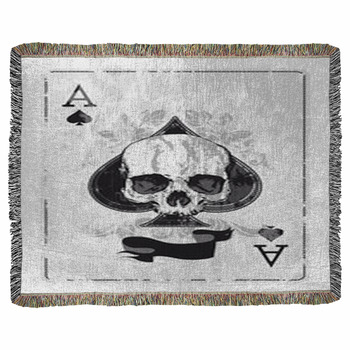 Ace Of Spades With Skull Woven Throw Blanket