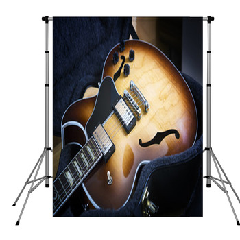 Acoustic Guitar Close Up Black Pole Pocket Backdrop