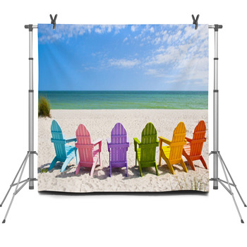 Adirondack Beach Chairs On A Sun Beach Fleece Backdrop