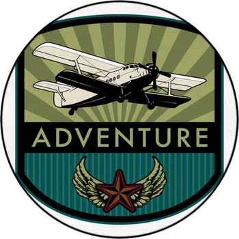 Adventure Label Vector Illustration Round Rug
