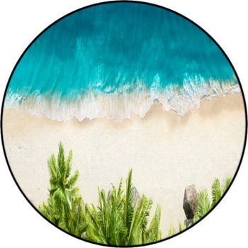 Aerial Top View On Sand Beach Round Rug