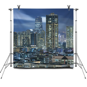 Aerial View Of Hong Kong City Fleece Backdrop