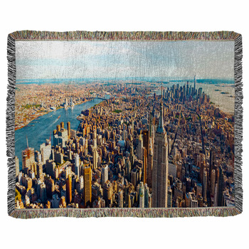 Aerial View Of The Skyscrapers Of Woven Throw Blanket