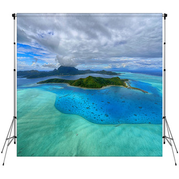 Aerial View On Bora Bora Fleece Backdrop