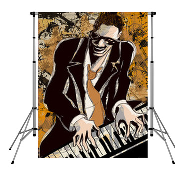 Afro American Jazz Pianist Pole Pocket Backdrop