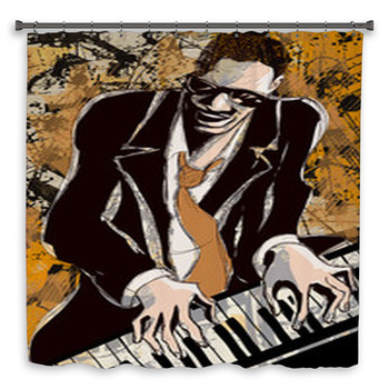 Afro American Jazz Pianist Shower Curtain