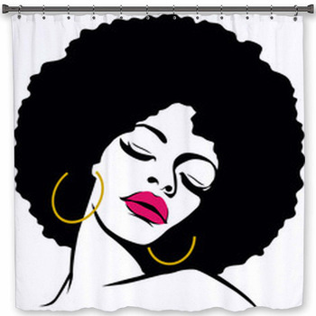 Afro Hair Hippie Woman Pop Art Shower Curtain