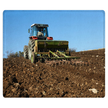 Agricultural Tractor Sowing Seeds Bath Mat