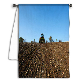 Agricultural Tractor Sowing Seeds Towel