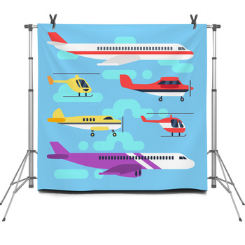 Aircraft Airplane Plane Helicopter Flat  Fleece Backdrop