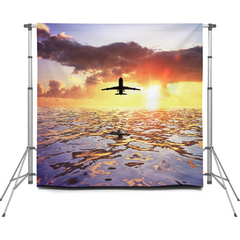 Airplane And Sea Custom Size Backdrop