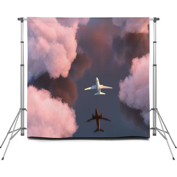 Airplane Flies Over The Water Custom Size Backdrop