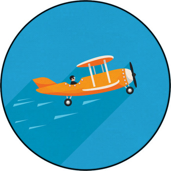 Airplane Vector Illustration Round Rug