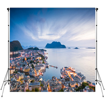 Alesund, Norway Fleece Backdrop