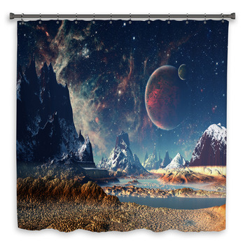 Alien Planet - 3D Rendered Custom Size Shower Curtain