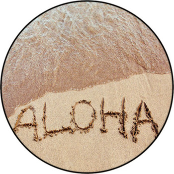 Aloha Written On A Hawaiian Beach Round Rug