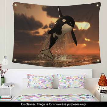 3D Killer Whale A202 Tapestry Hanging Cloth Hang Wallpaper Mural Photo Zoe