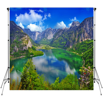 Amazing Alpine Lakes, Hallstatt, Custom Size Backdrop