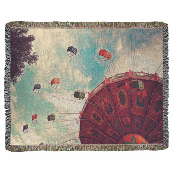 Amazing Fair Scene With Rides And Woven Throw Blanket