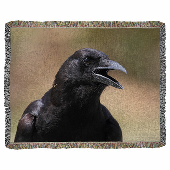American Crow (Corvus Brachyrhynchos) Woven Throw Blanket