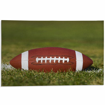 American Football On The Field With Green Grass Area Rug
