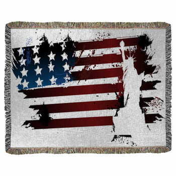 American Grunge Flag Woven Throw Blanket
