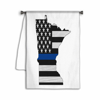 American Thin Blue Line Flag On Map Of Minnesota Towel