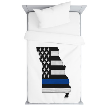 American Thin Blue Line Flag On Map Of Toddler Duvet