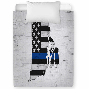 American Thin Blue Line Flag On Map Toddler Comforter